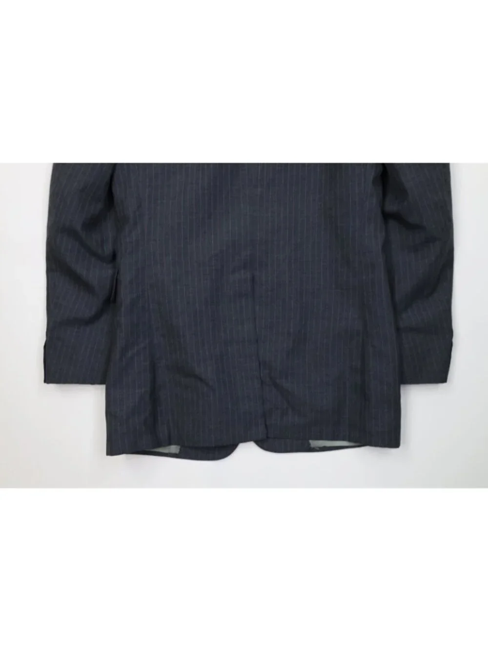 Vintage 70s Mens 36R 2 Piece Pinstriped Suit Wedding Gray Wide Leg 34x30 USA